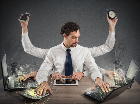 Businessman stressed out from too much work