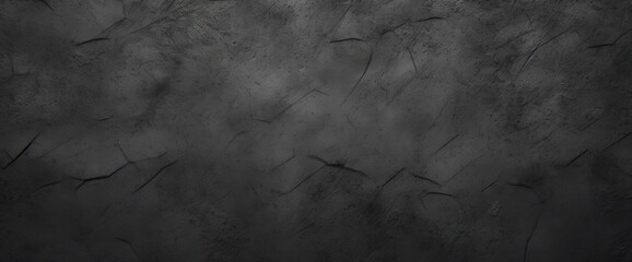 Dark grey stone wall texture background. Panoramic banner with copy space