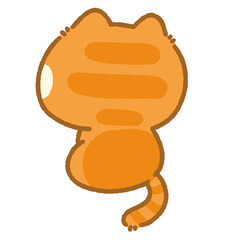 Adorable Cute Kawaii White-Orange Cat Character Illustrator PNG Playful Fluffy Pet with Whiskers