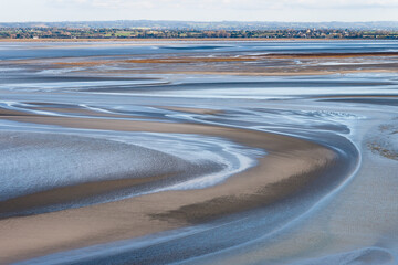 Sea coast at low tide, view from the top of the mount Saint Michael's, France