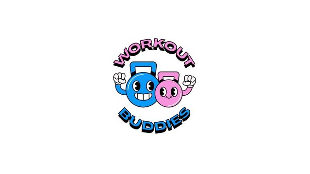 Animated Workout Buddies icon background animated, logo symbol, social media