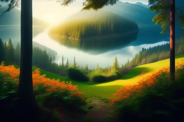 sunset in the mountains