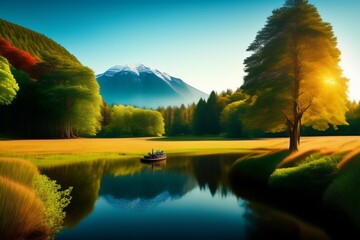 sunset over the lake