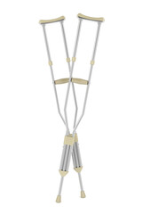 Pair of crutches on white background