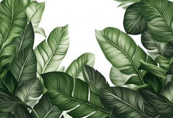Tropical green leaves background, AI generated Image