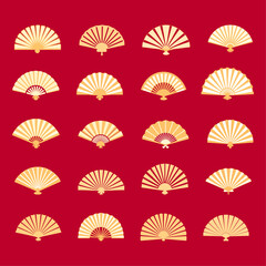 flat illustration of chinese fan on a red background