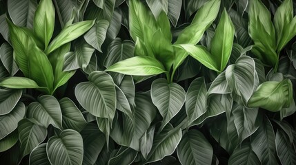 Obraz premium Tropical green leaves background, AI generated Image