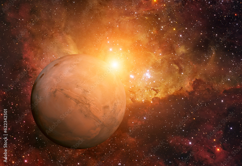 Wall mural solar system - mars. it is the fourth planet from the sun. mars is a terrestrial planet with a thin 