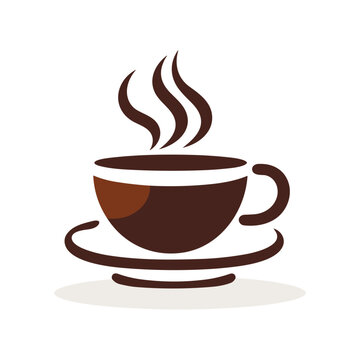 Vector brown coffee cup icon flat design style