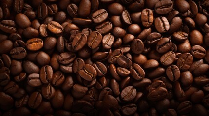 Obraz premium Golden brown coffee bean background, AI generated Image