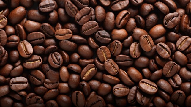 Golden brown coffee bean background, AI generated Image