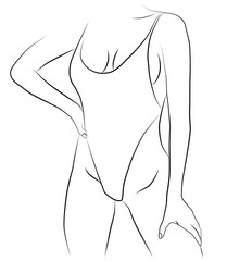 Girl. Abstract minimalistic female bodies. Contemporary art in one line.