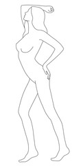 Girl. Abstract minimalistic female bodies. Contemporary art in one line.