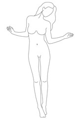 Girl. Abstract minimalistic female bodies. Contemporary art in one line.
