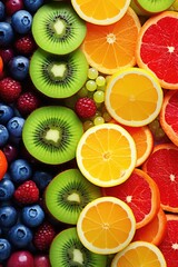 Fototapeta na wymiar Sliced fruits background, AI generated Image