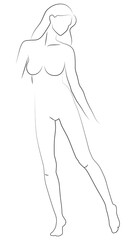 Girl. Abstract minimalistic female bodies. Contemporary art in one line.