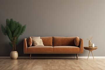 An image of a brown sofa. Generative AI