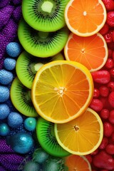 Obraz na płótnie Canvas Sliced fruits background, AI generated Image