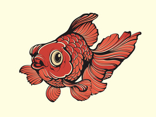 Cute red goldfish vector 