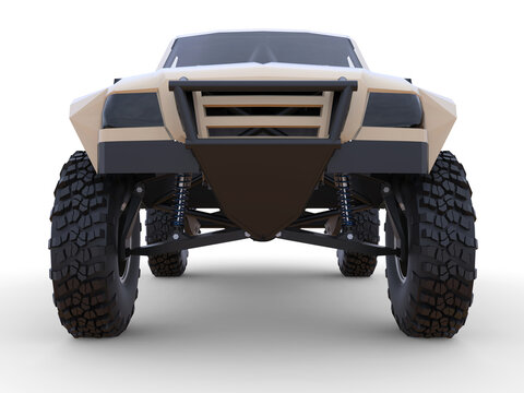 Most prepared sports race truck for the desert terrain. Front view