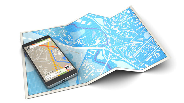 3d illustration of navigation with mobile phone concept or icon