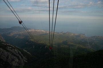 mountain cable car, cable car ride to the highest mountain.