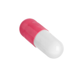 One pill isolated on white. Medicinal treatment