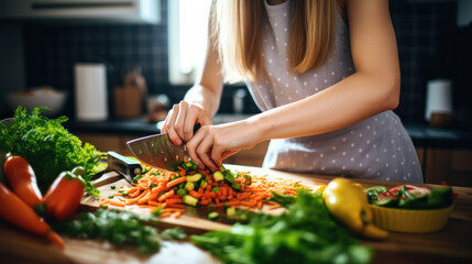 woman cutting vegetables Generative AI