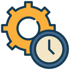 work time management business strategy gear cog icon filled outline