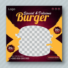 Burger Social Media Post design Template For Your restaurant