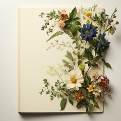 note book flower on top