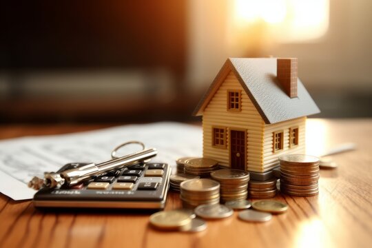 the concept of financial planning, process of managing mortgage expenses and investments. Created with generative AI technology.