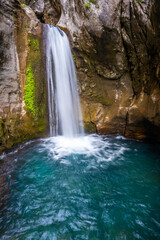 Fototapeta premium Sapadere canyon with river and waterfalls in the Taurus mountains near Alanya, Turkey