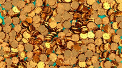 3D RENDER DOLLAR GOLD COIN TREASURE