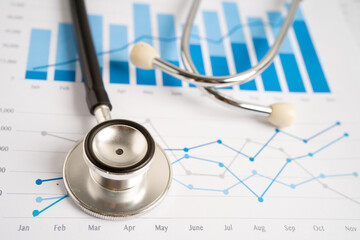 Stethoscope on graph paper, Finance, Account, Statistics, Investment, Analytic research data...