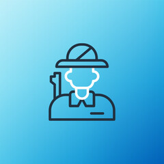Line Hunter icon isolated on blue background. Colorful outline concept. Vector