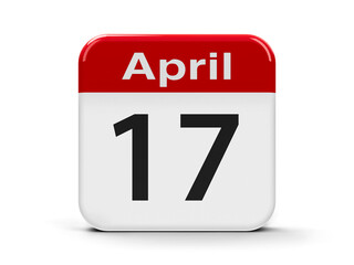 Calendar web button - Seventeenth of April - World Hemophilia Day, three-dimensional rendering