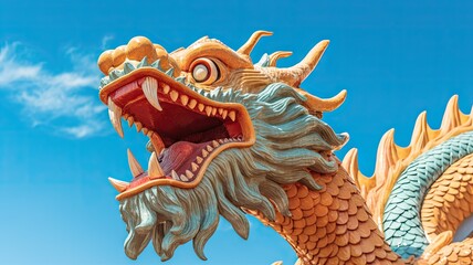 A statue of a dragon with its mouth open, created with Generative Ai Technology