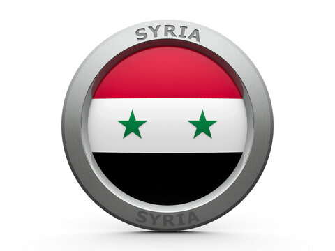 Emblem - Flag of Syria - isolated on white, three-dimensional rendering