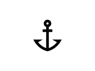 black and white simple and clean anchor logo design