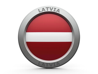 Emblem - Flag of Latvia - isolated on white, three-dimensional rendering, 3D illustration