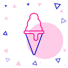 Line Ice cream in waffle cone icon isolated on white background. Sweet symbol. Colorful outline concept. Vector