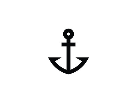 black and white simple and clean anchor logo design