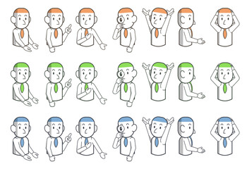 Robot-like male character 3-color set