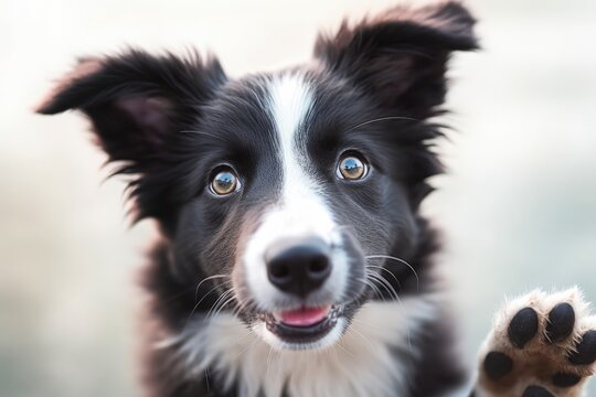 Close up on a cute border collie dog, created with Generative Ai Technology