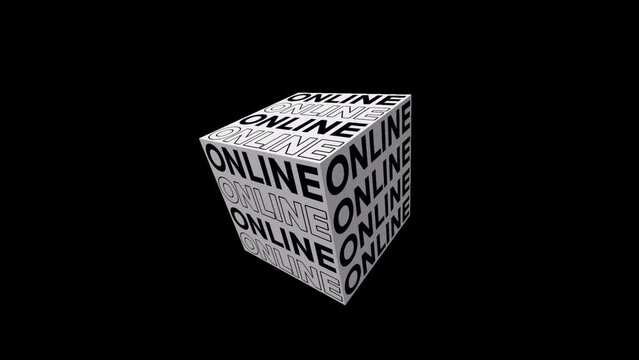 Online Cube Text icon background animated, logo symbol, social media