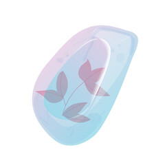 Crystal. Curative Transparent Healing Quartz. Gradient Clear Bright Gem with Flower. Floral Magic Stone
