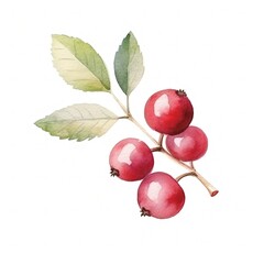 Fresh Organic Cranberry Berry Background, Square Watercolor Illustration. Healthy Vegetarian Diet. Ai Generated Soft Colored Watercolor Illustration with Delicious Juicy Cranberry Berry.