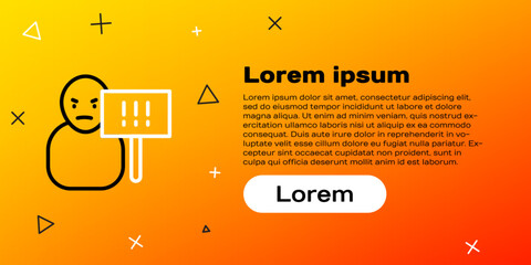 Line Protest icon isolated on yellow background. Meeting, protester, picket, speech, banner, protest placard, petition, leader, leaflet. Colorful outline concept. Vector