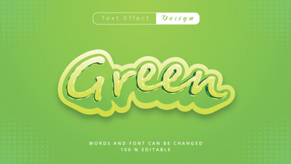 Cool comic pop art green bold 3D editable text effect. Cool and trendy text effect with eco green colours, dotted halftone on green background design. Green nature